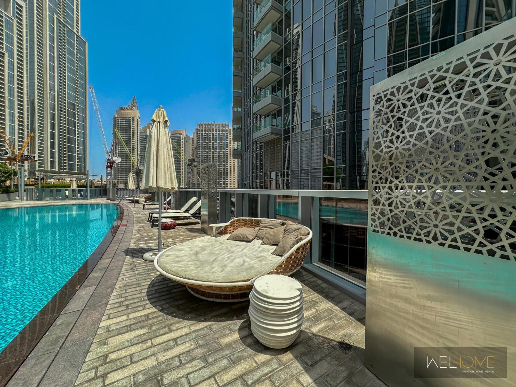 Welhome - Luxury Apartment Facing Burj Khalifa With Terrace Dubaj Kültér fotó